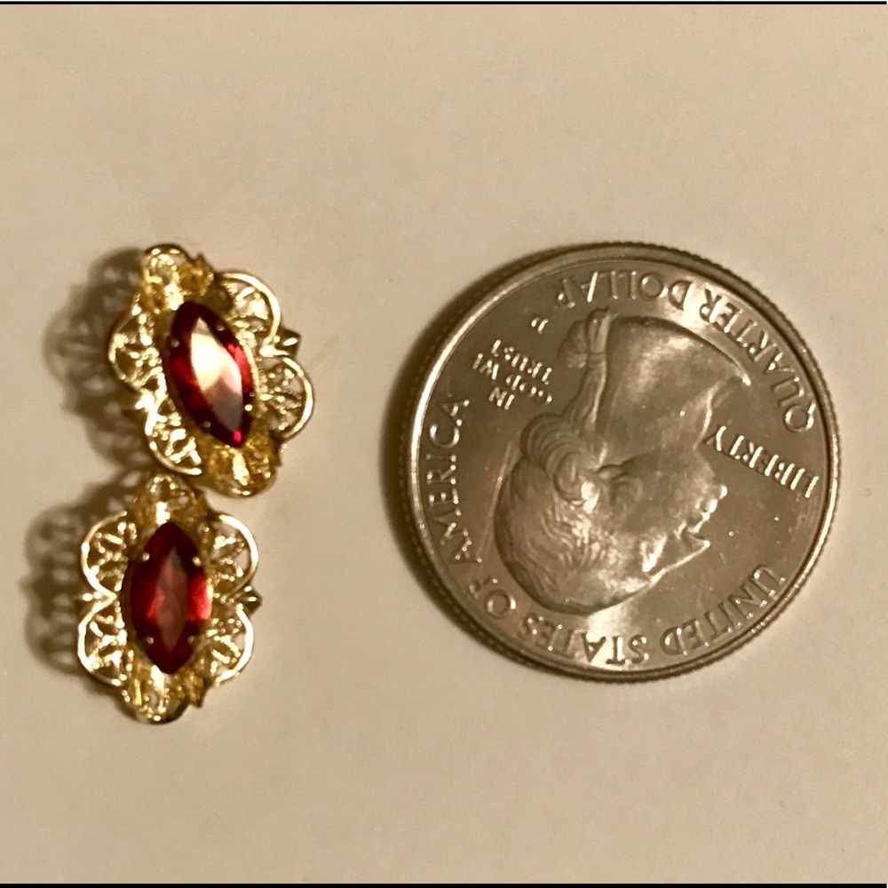 Garnet filigree studs